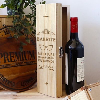 Caisse à vin personnalisée en bois - Meilleure Grand-mère