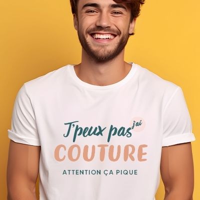 Tee shirt personnalisé homme - J'peux pas j'ai couture