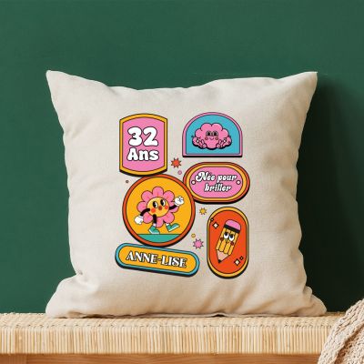 Coussin personnalisé - Stickers Rétro