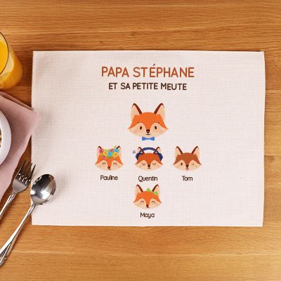 Set de table personnalisé - Papa Renard et sa meute