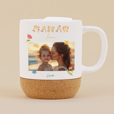 Mug en liège personnalisé - Amour Fleuri