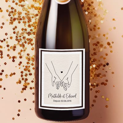 Bouteille de champagne personnalisée - Dessin au trait