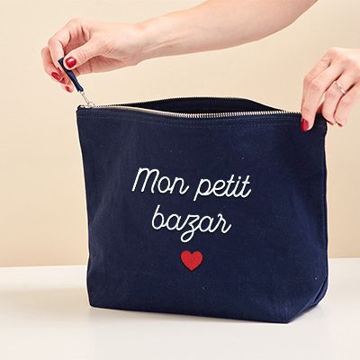 Trousse personnalisée brodée - Bleu