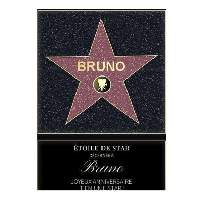 Affiche etoile de star personnalisée pour un Bruno