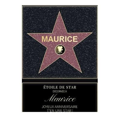 Affiche etoile de star personnalisée pour un Maurice