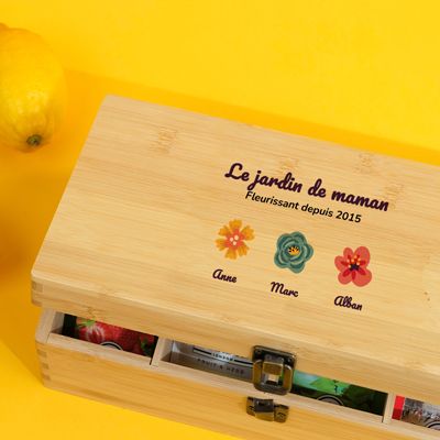 Boîte à thé personnalisée - Famille fleurs