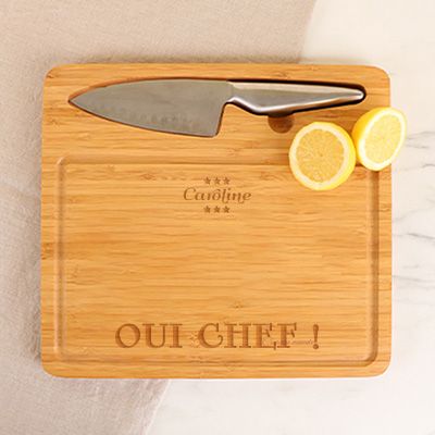 Planche à découper personnalisée avec couteau - Oui Chef