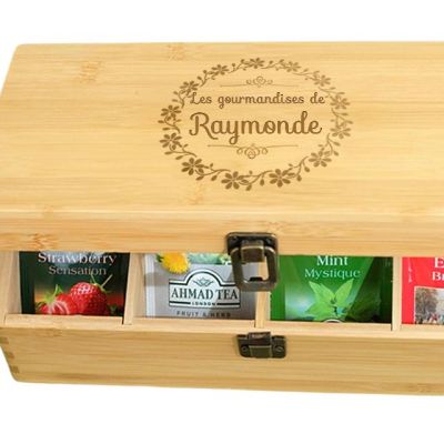 Boîte à thé en bois personnalisée pour une Raymonde