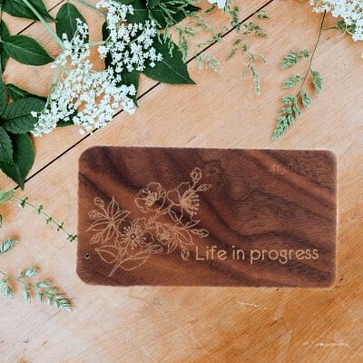 Batterie Externe en bois personnalisable grand format 4000 mAh - Fleur