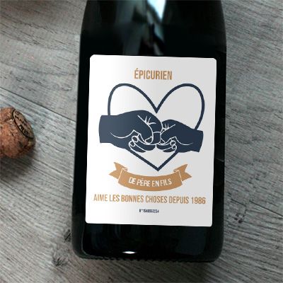 Bouteille de champagne personnalisée - De Père en Fils / Fille