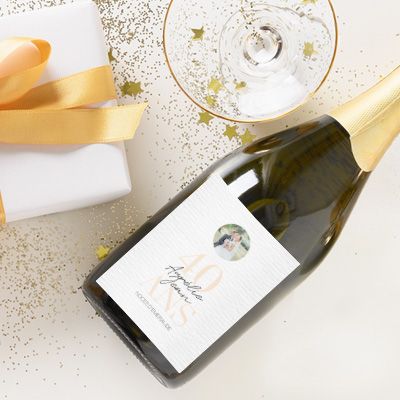 Bouteille de champagne personnalisée anniversaire de mariage - Noces d'Émeraude