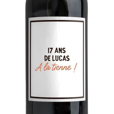 Bouteille de vin personnalisable homme 17 ans