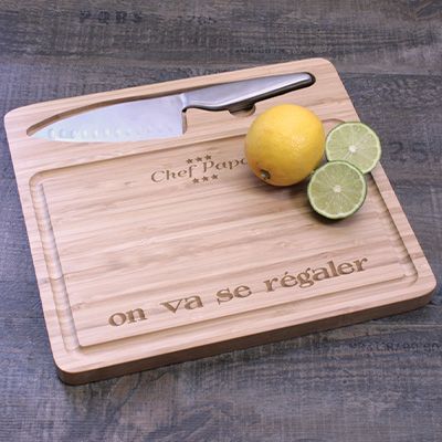 Planche à découper personnalisée avec couteau - Oui Chef