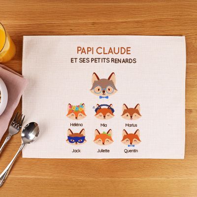 Set de table personnalisé - Papi Renard et sa meute