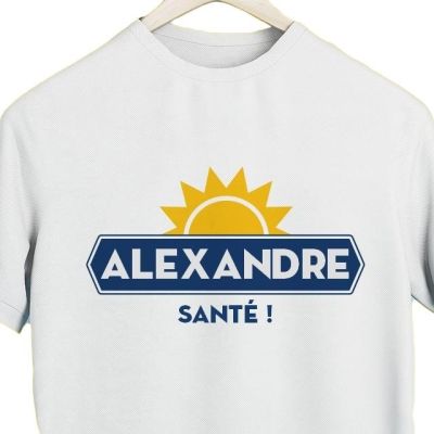 T-shirt blanc homme personnalisé pour un Alexandre