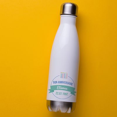 Gourde isotherme en inox personnalisable - Collection bougies d'anniversaire Homme