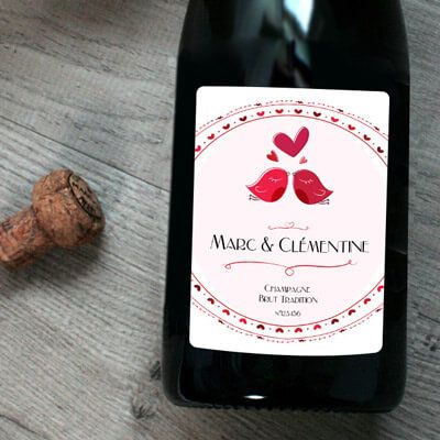 Bouteille de champagne personnalisée - Prénoms couple
