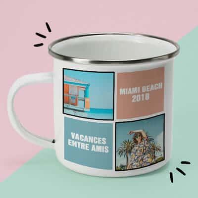 Mug émaillé personnalisé - Photos souvenirs