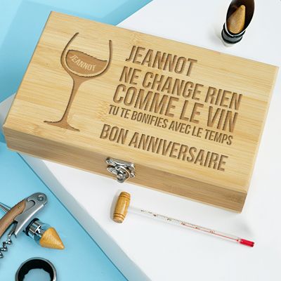 Coffret sommelier personnalisé anniversaire - 5 accessoires - Citation