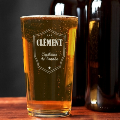 Verre à bière personnalisé prénom - Blason