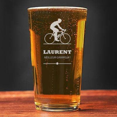 Verre à bière personnalisé prénom - Cyclisme