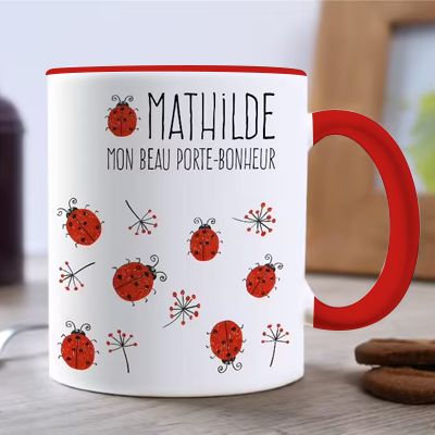 Mug personnalisé prénom - Coccinelle Porte-bonheur