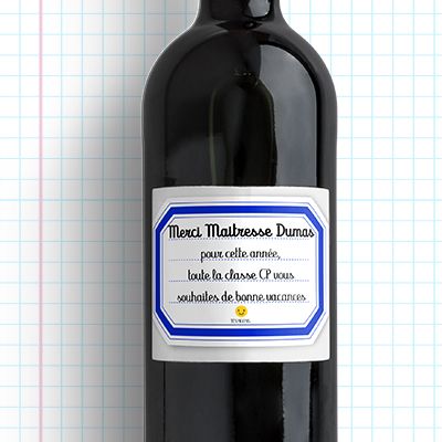 Bouteille de vin de Bordeaux personnalisée remerciements - Maîtresse, Maître et ATSEM