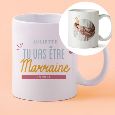 Mug personnalisé - Tu vas être marraine