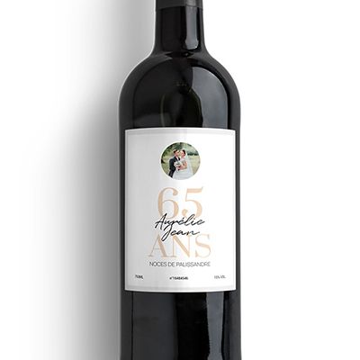 Bouteille de vin personnalisée anniversaire de mariage - Noces de Palissandre
