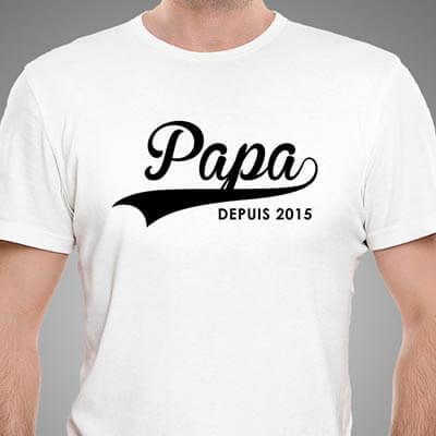 T-Shirt Papa en Or personnalisable, idée cadeau tshirt personnailsé