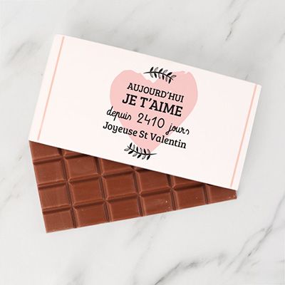 Tablette de chocolat personnalisable - Aujourd'hui je t'aime depuis X jours