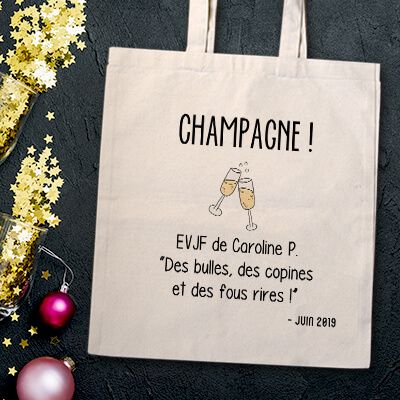 Tote bag Personnalisable - Champagne party - 100% coton naturel