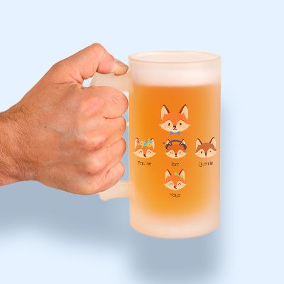 Chope de bière personnalisée - Papa Renard et sa meute