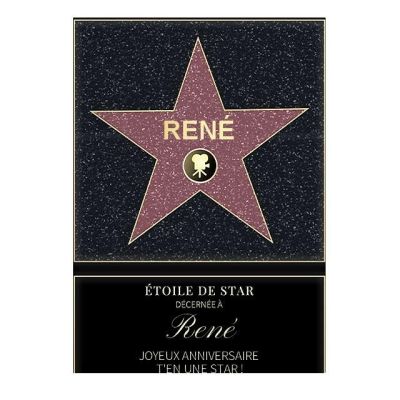 Affiche etoile de star personnalisée pour un René