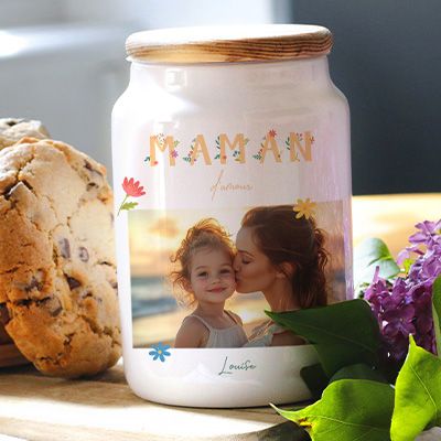 Pot à biscuits personnalisé - Amour Fleuri
