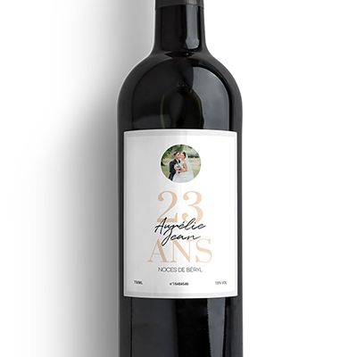 Bouteille de vin personnalisée anniversaire de mariage - Noces de Béryl