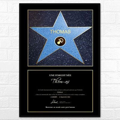 Étoile de Star personnalisée naissance garçon - Prénom