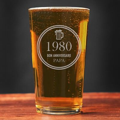 Verre à bière personnalisé anniversaire - Année de naissance
