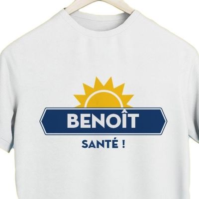 T-shirt blanc homme personnalisé pour un Benoît