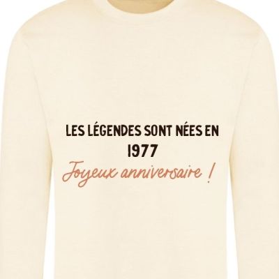 Sweat message générique femme née en 1977