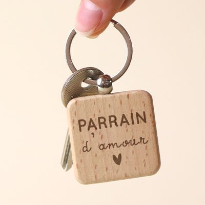 Porte-clés en bois personnalisé - Parrain