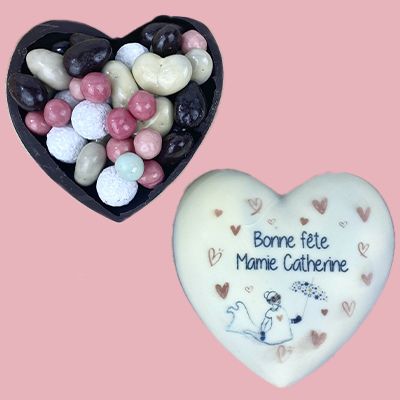 Coeur tout chocolat personnalisé - Bonne Fête Mamie