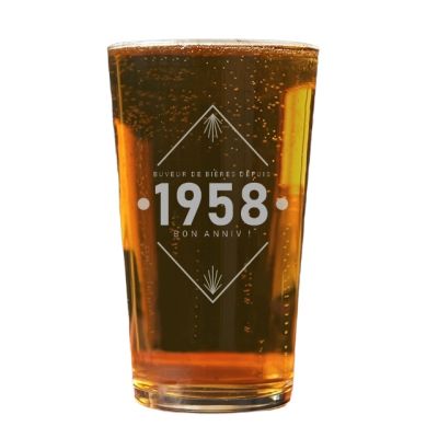 verre à bière pinte année homme né en 1958