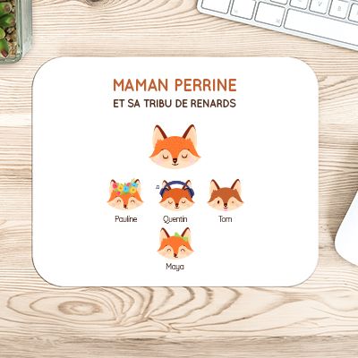 Tapis de souris personnalisé - Maman Renard et sa meute