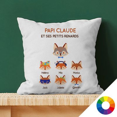 Coussin personnalisé - Papi Renard et sa meute