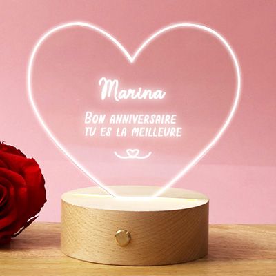 Lampe 3D personnalisée - Coeur