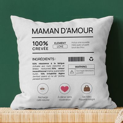 Coussin personnalisé - Composition d'une jeune maman
