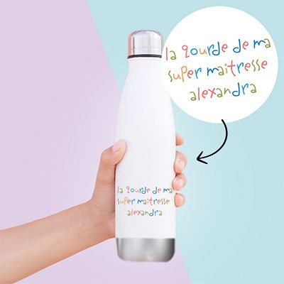 Gourde en inox personnalisée - Mots d'enfants pour maîtresse