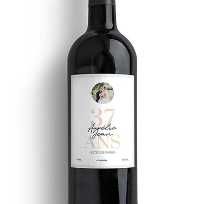 Bouteille de vin personnalisée anniversaire de mariage - Noces de Papier