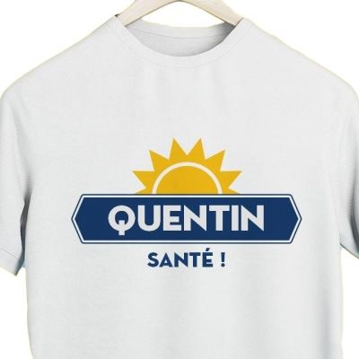 T-shirt blanc homme personnalisé pour un Quentin